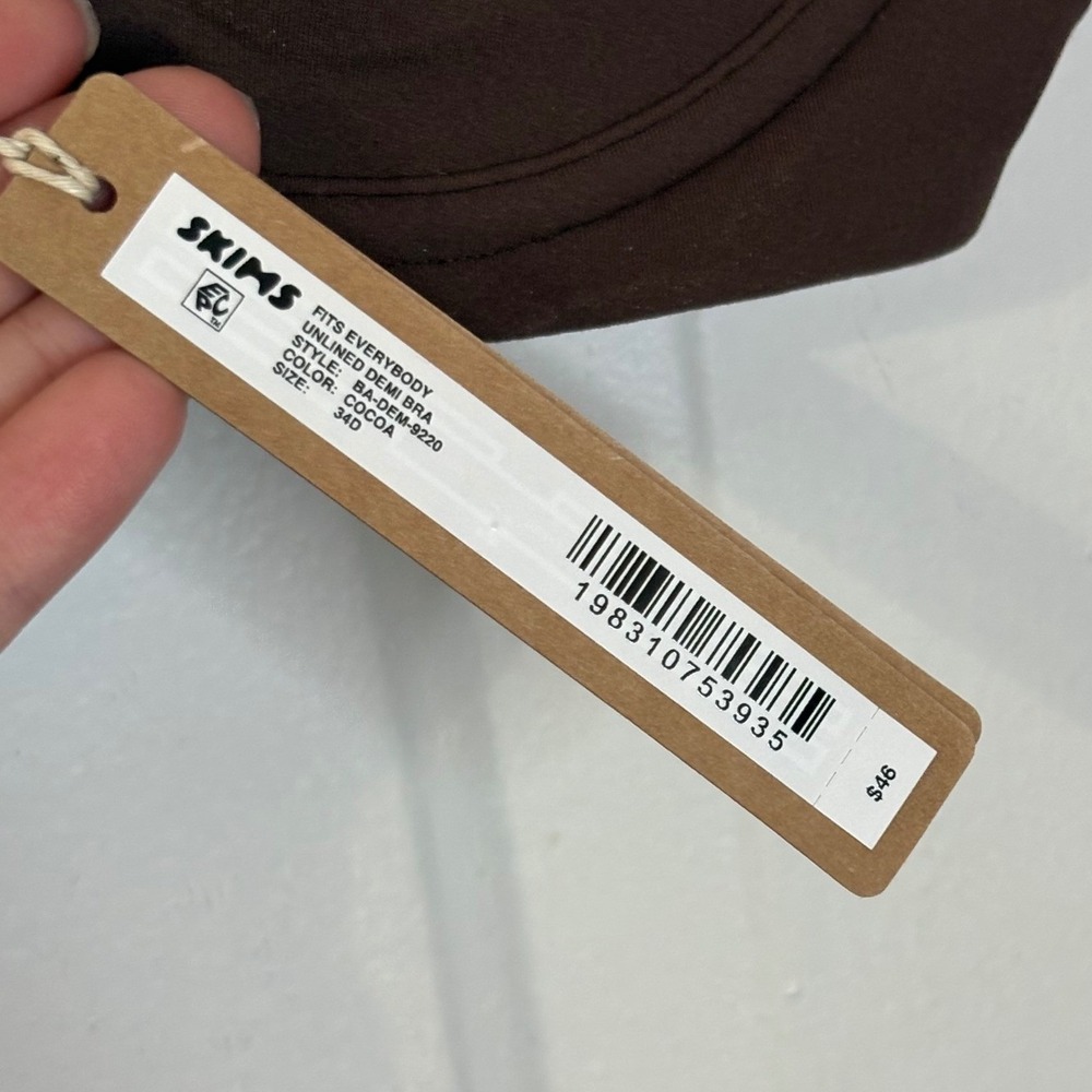 Skims Bra Women 34D Cocoa Brown Fits Everybody Unlined Demi Bra Underwire NWT - Picture 4 of 7